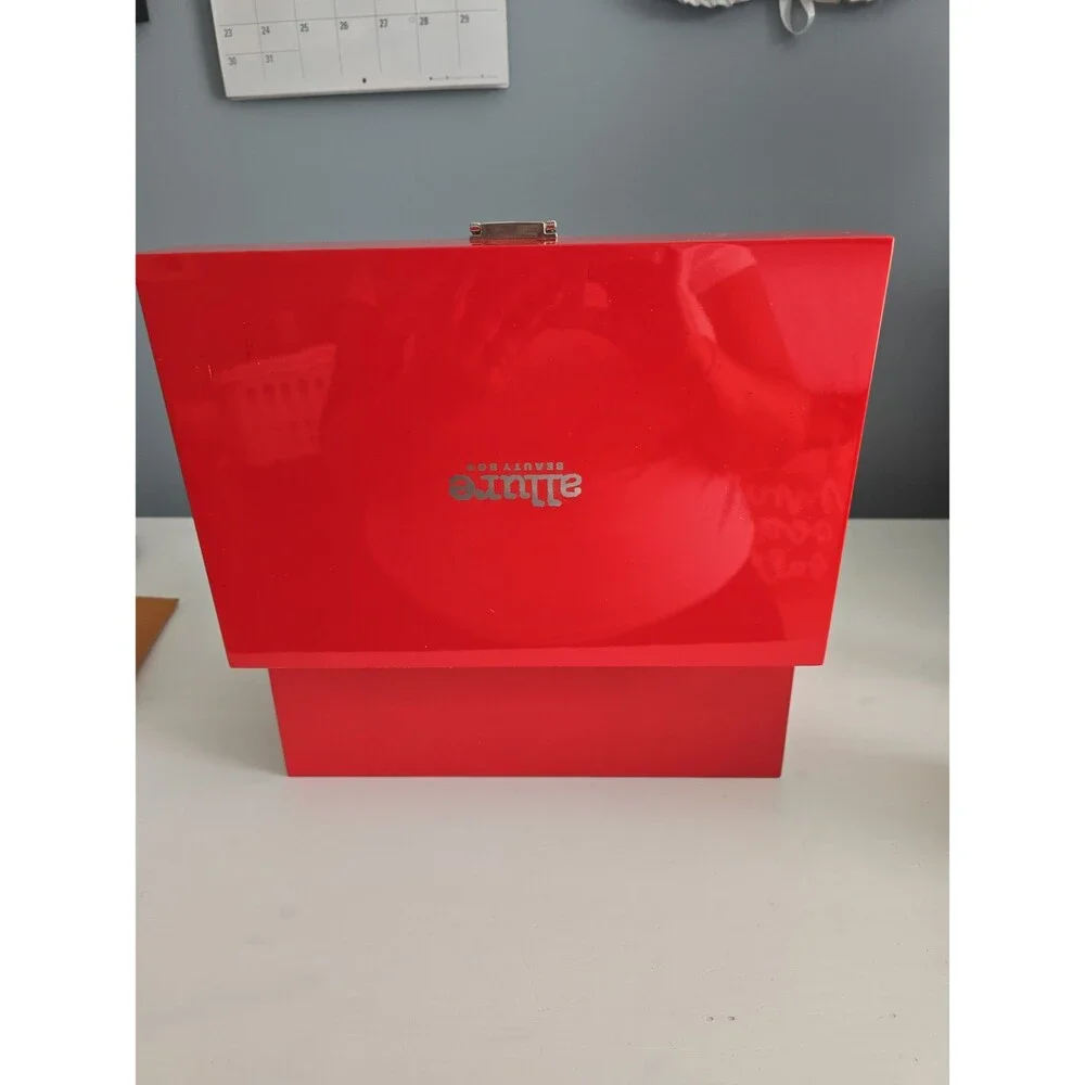 Allure Beauty Red Lacquer Large Jewelry / Makeup Chest NEW